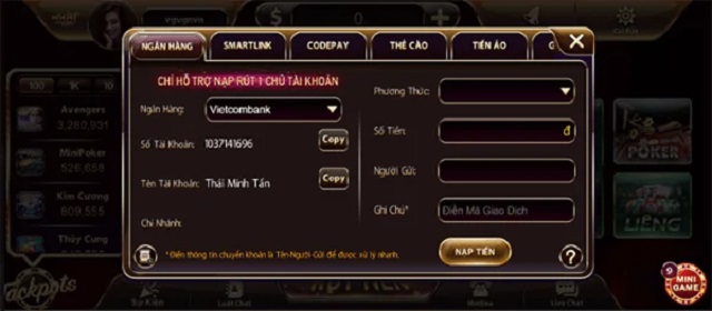 Nạp tiền vào tài khoản cổng game cực kỳ đơn giản