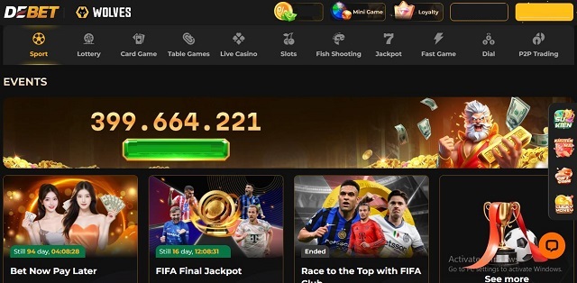 Giao diện DEBET cuốn hút, đẹp mắt